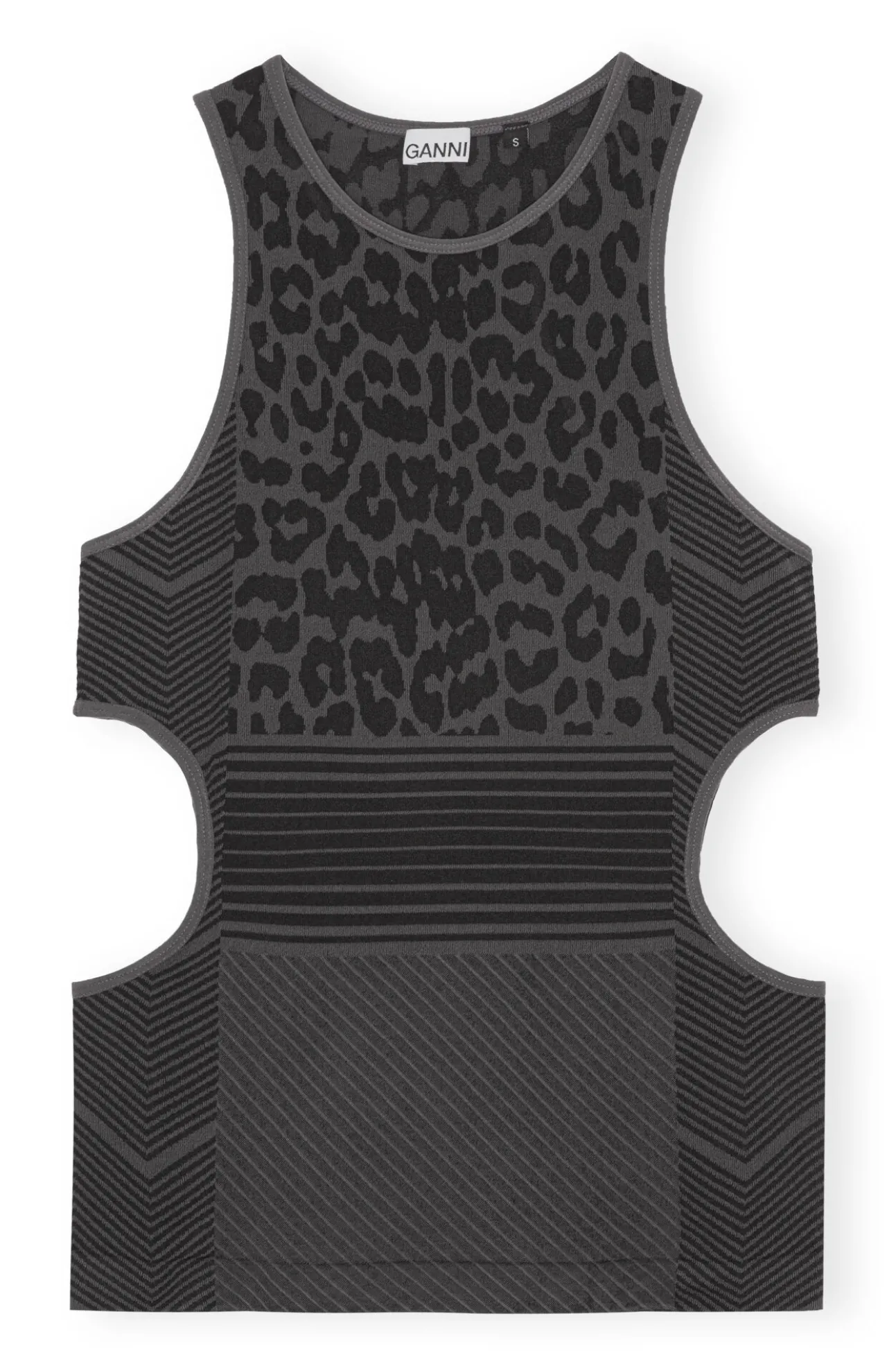 Fashion GANNI Nahtloses Jacquard-Top Black