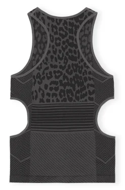 Fashion GANNI Nahtloses Jacquard-Top Black