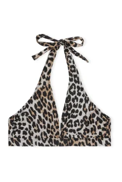 Sale GANNI Neckholder-Bikinioberteil Leopard