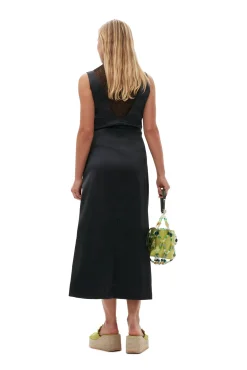 Hot GANNI Neckholder-Kleid Aus Doppel-Satin Black
