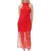 Online GANNI Neckholder-Kleid Aus Roter Spitze Red Alert