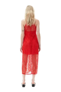 Online GANNI Neckholder-Kleid Aus Roter Spitze Red Alert