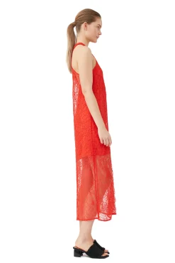 Online GANNI Neckholder-Kleid Aus Roter Spitze Red Alert