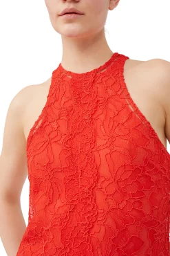 Online GANNI Neckholder-Kleid Aus Roter Spitze Red Alert
