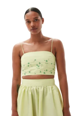 Cheap GANNI Nylon Top Lily Green