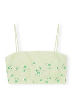 Cheap GANNI Nylon Top Lily Green