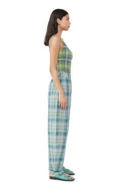 Online GANNI One-Shoulder-Seersucker-Badeanzug Aus Recyceltem Material Lagoon