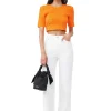 Cheap GANNI Orangefarbenes Gesmoktes Crop-Top Aus Cotton Poplin Vibrant Orange