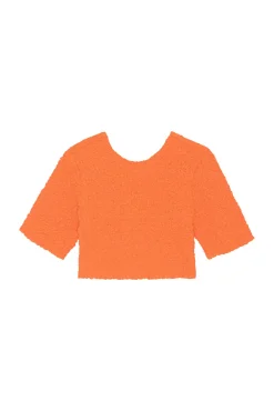Cheap GANNI Orangefarbenes Gesmoktes Crop-Top Aus Cotton Poplin Vibrant Orange