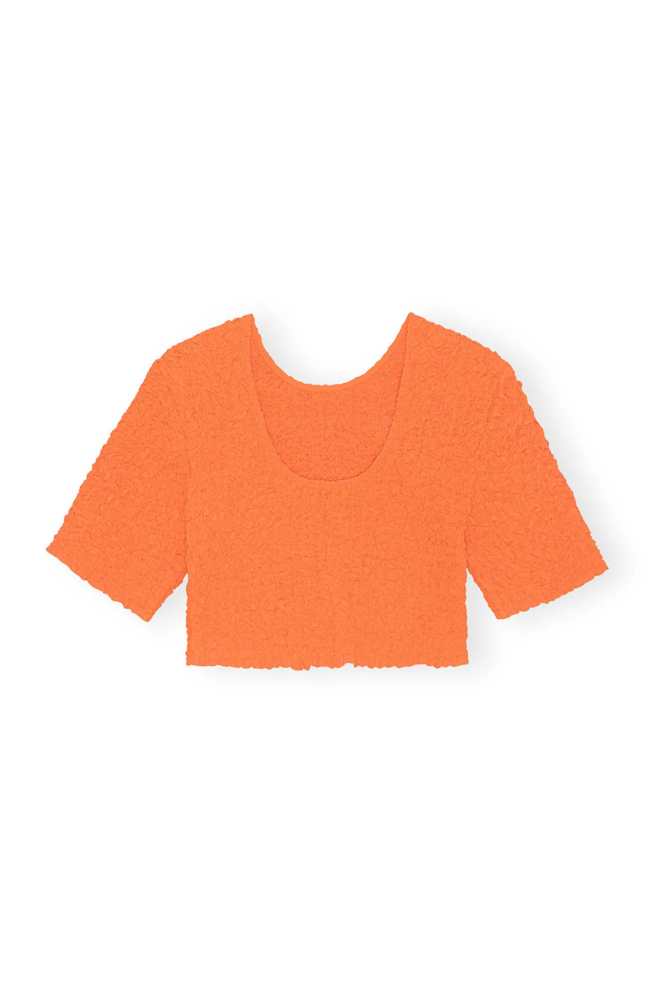 Cheap GANNI Orangefarbenes Gesmoktes Crop-Top Aus Cotton Poplin Vibrant Orange