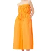 Best GANNI Oranges Maxikleid Aus Cotton Poplin Vibrant Orange