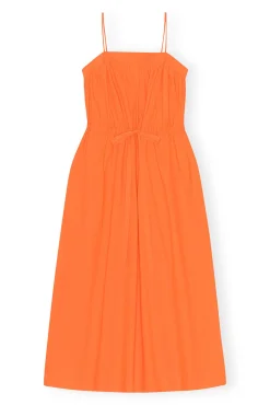 Best GANNI Oranges Maxikleid Aus Cotton Poplin Vibrant Orange