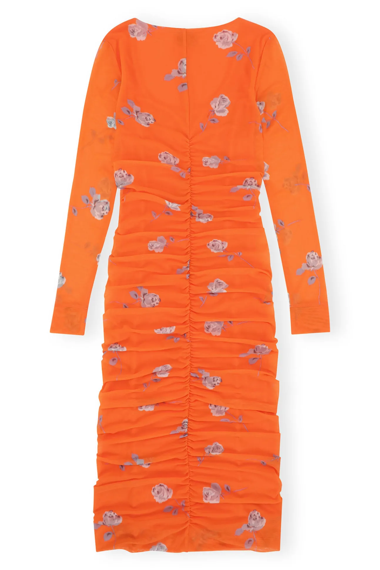 Best GANNI Oranges Ruschen-Midikleid Aus Mesh Orangeade