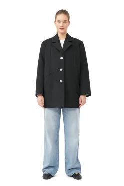 Best GANNI Oversize-Anzugblazer Aus Cotton Black