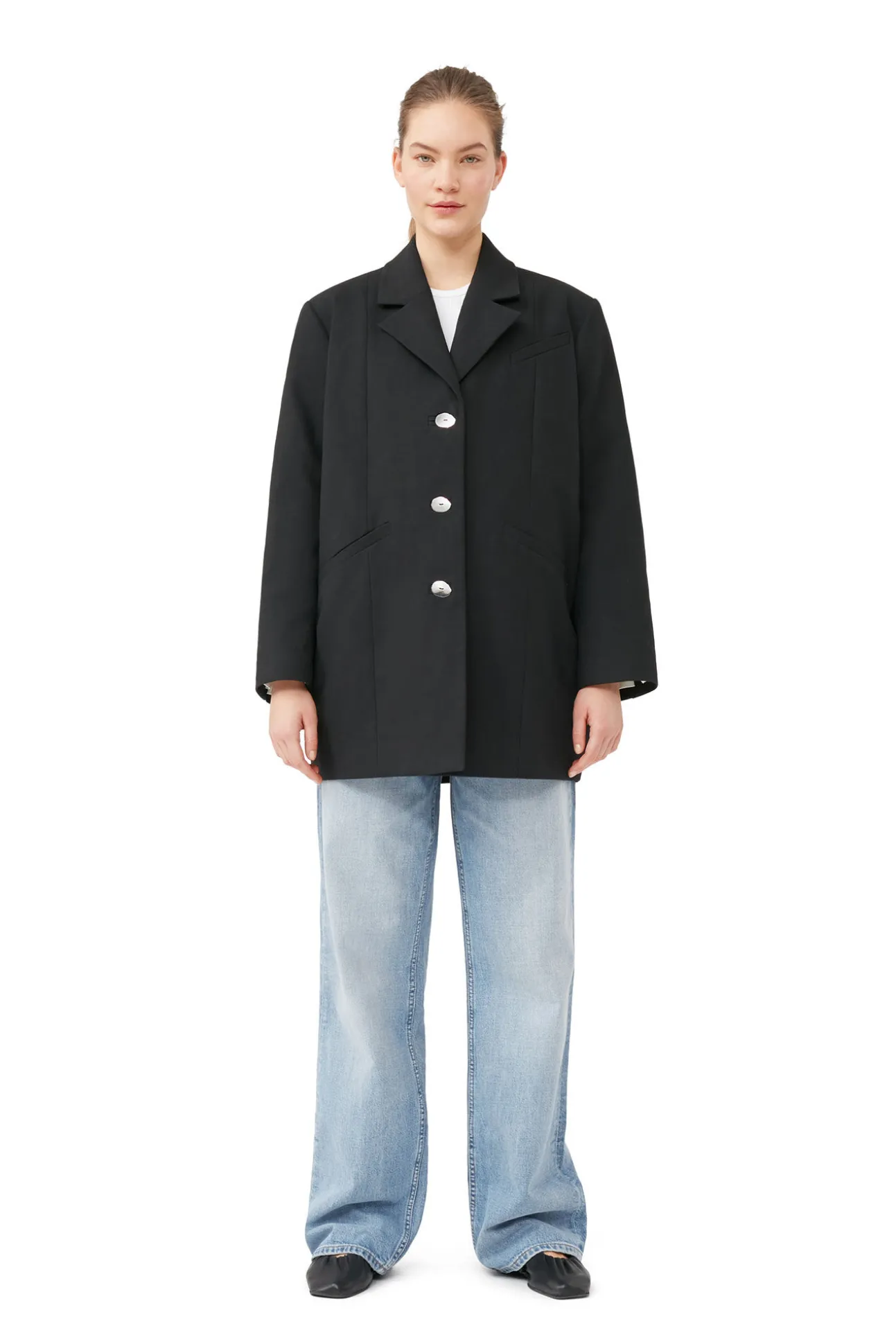 Best GANNI Oversize-Anzugblazer Aus Cotton Black