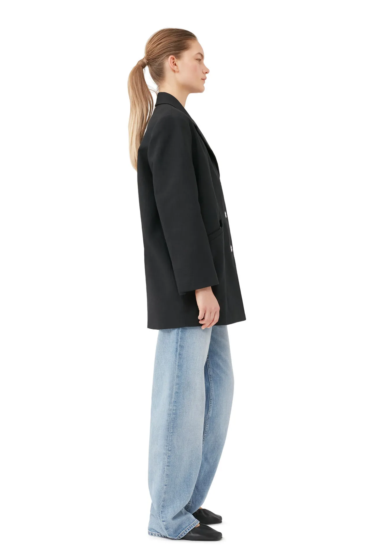 Best GANNI Oversize-Anzugblazer Aus Cotton Black