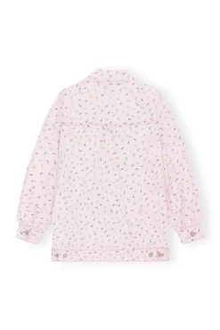 Store GANNI Oversize-Jeansjacke Mit Blumenprint Pink Tulle