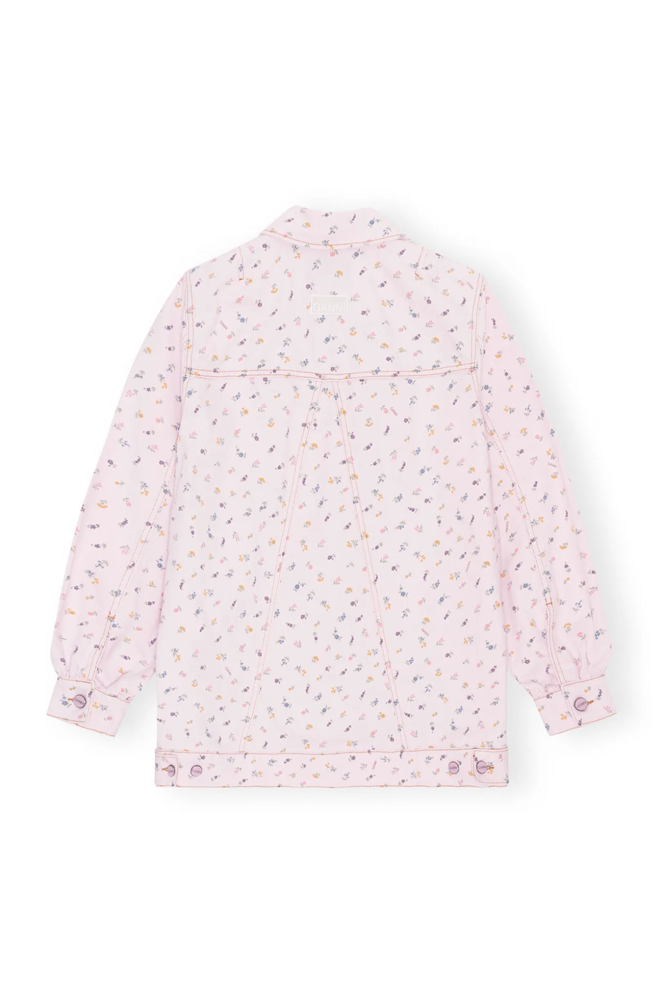 Store GANNI Oversize-Jeansjacke Mit Blumenprint Pink Tulle