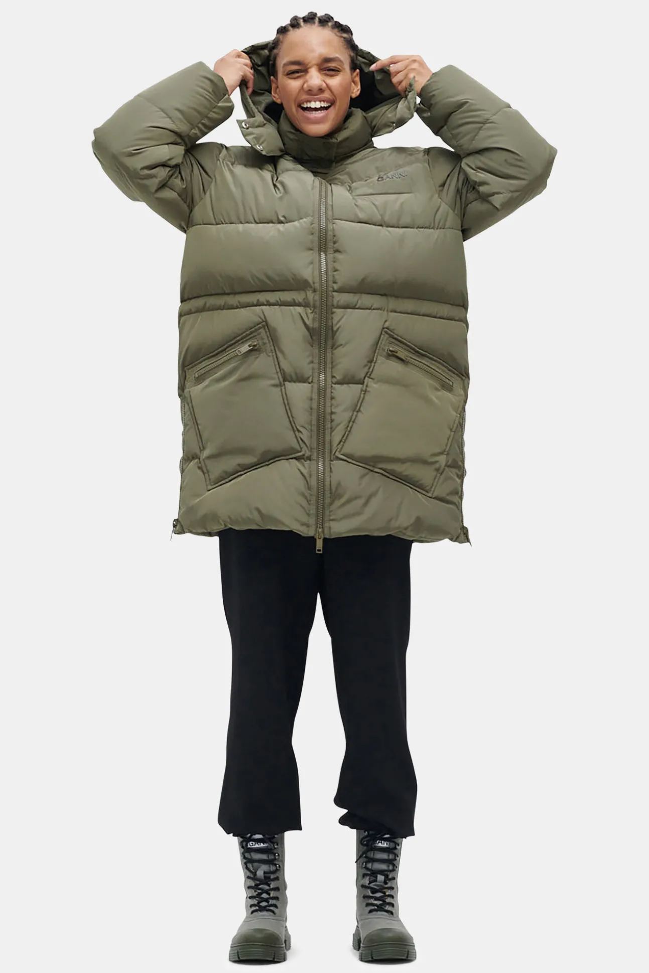 Fashion GANNI Oversize-Midi-Pufferjacke Aus Recyceltem Polyester Kalamata
