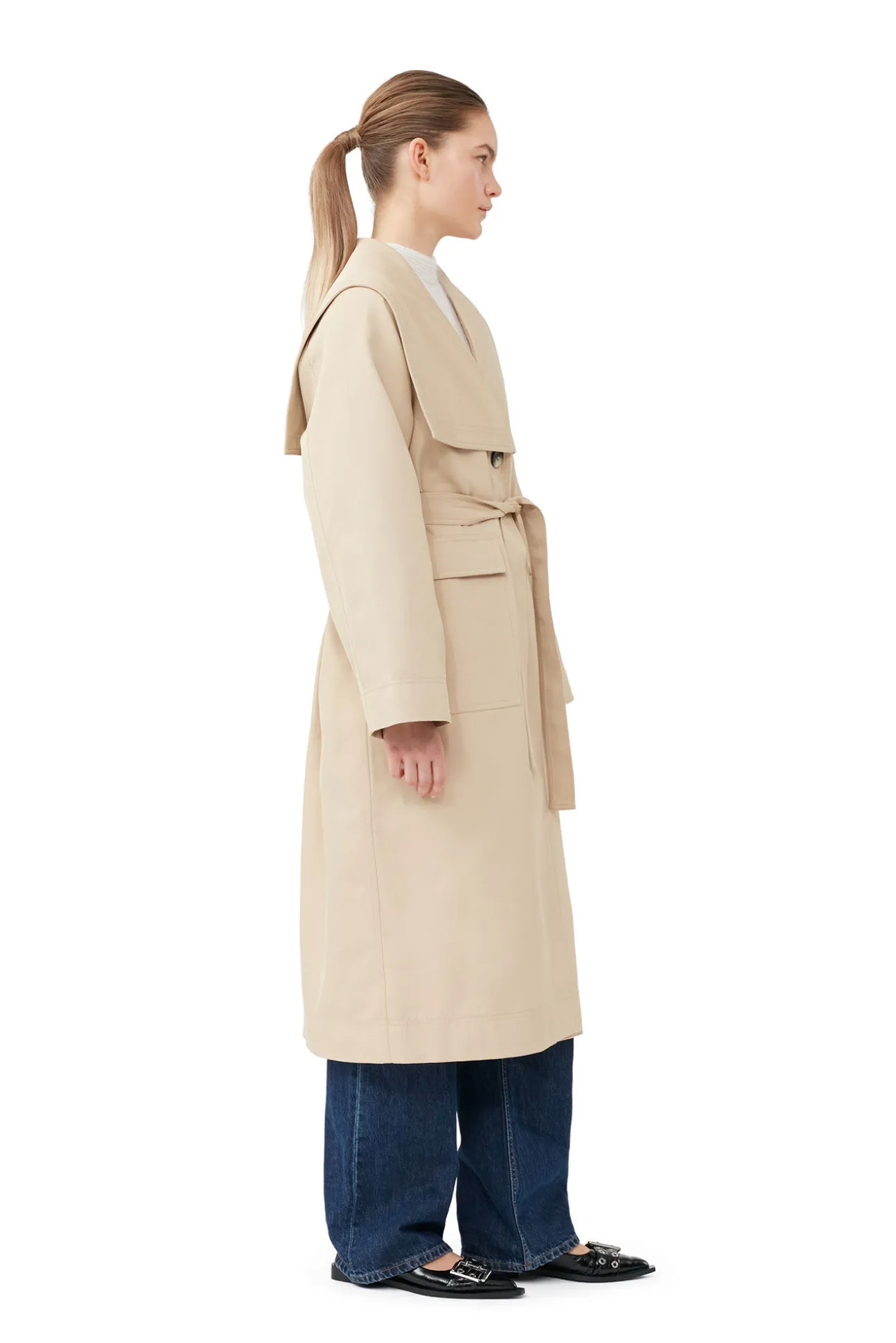 Online GANNI Oversize-Trenchcoat Aus Heavy Twill Pale Khaki