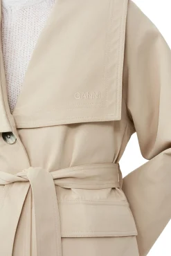 Online GANNI Oversize-Trenchcoat Aus Heavy Twill Pale Khaki