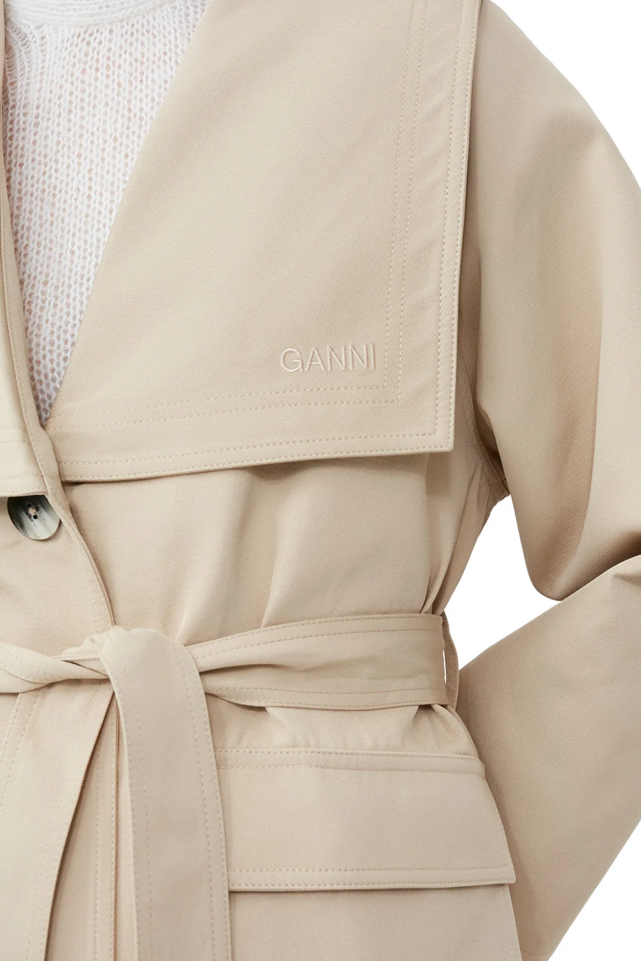 Online GANNI Oversize-Trenchcoat Aus Heavy Twill Pale Khaki