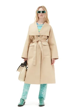 Online GANNI Oversize-Trenchcoat Aus Heavy Twill Pale Khaki