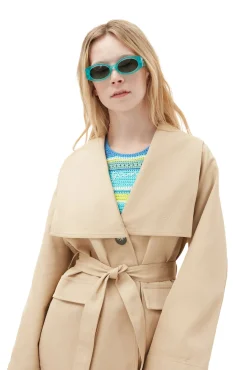Online GANNI Oversize-Trenchcoat Aus Heavy Twill Pale Khaki