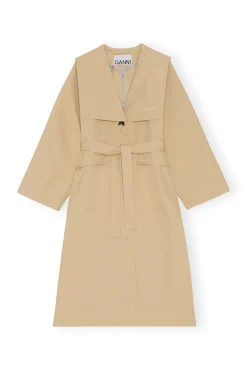 Online GANNI Oversize-Trenchcoat Aus Heavy Twill Pale Khaki