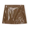 New GANNI Patent Mini Skirt Teak