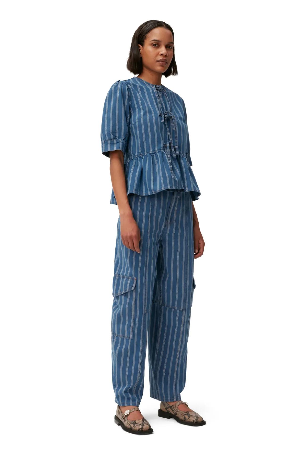 Online GANNI Peplum-Bluse Aus Denim Tint Wash