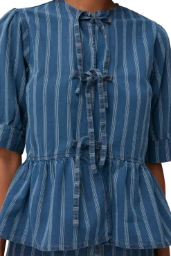 Online GANNI Peplum-Bluse Aus Denim Tint Wash