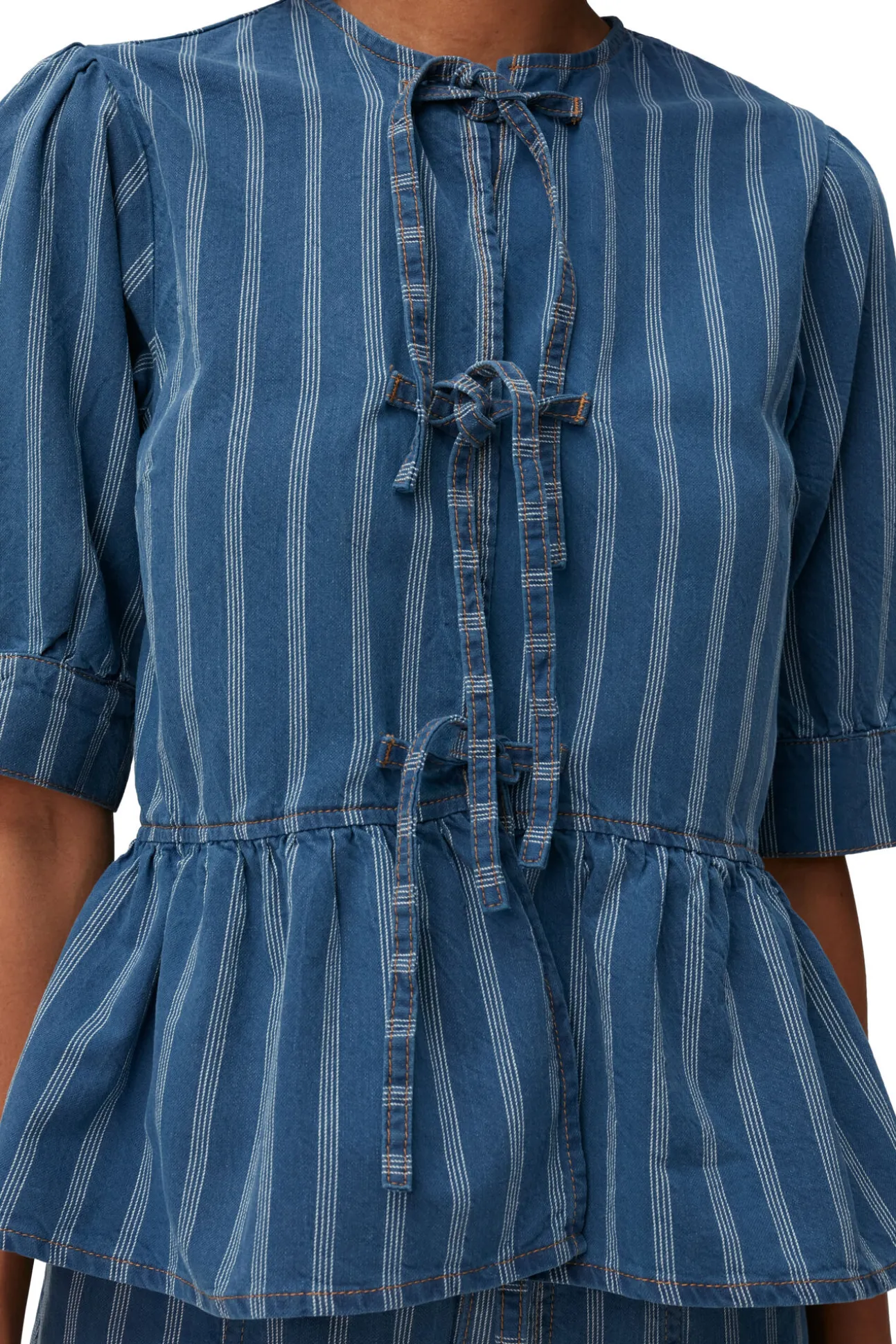 Online GANNI Peplum-Bluse Aus Denim Tint Wash