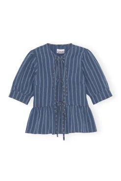 Online GANNI Peplum-Bluse Aus Denim Tint Wash