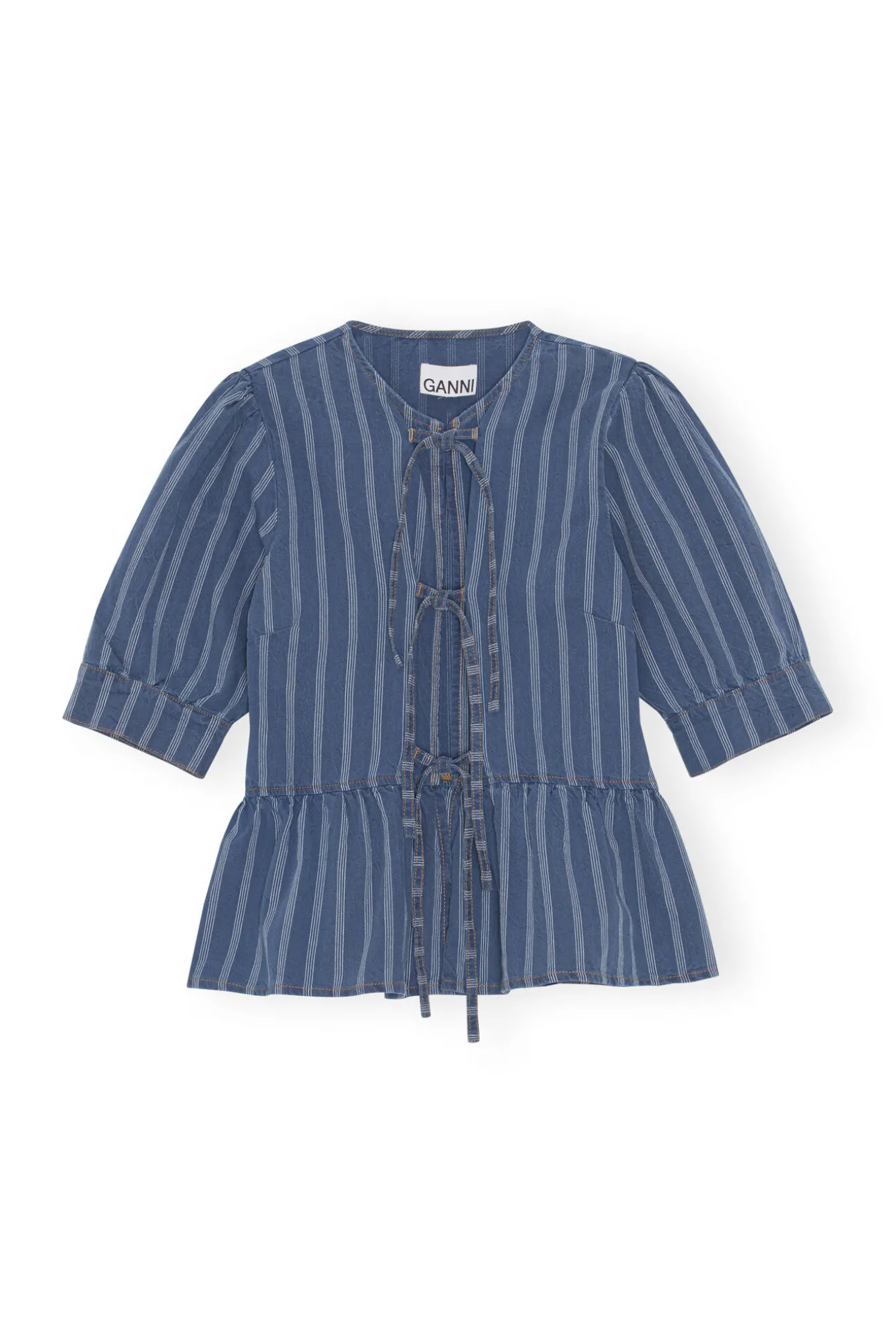 Online GANNI Peplum-Bluse Aus Denim Tint Wash