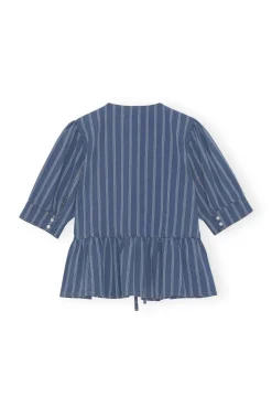 Online GANNI Peplum-Bluse Aus Denim Tint Wash