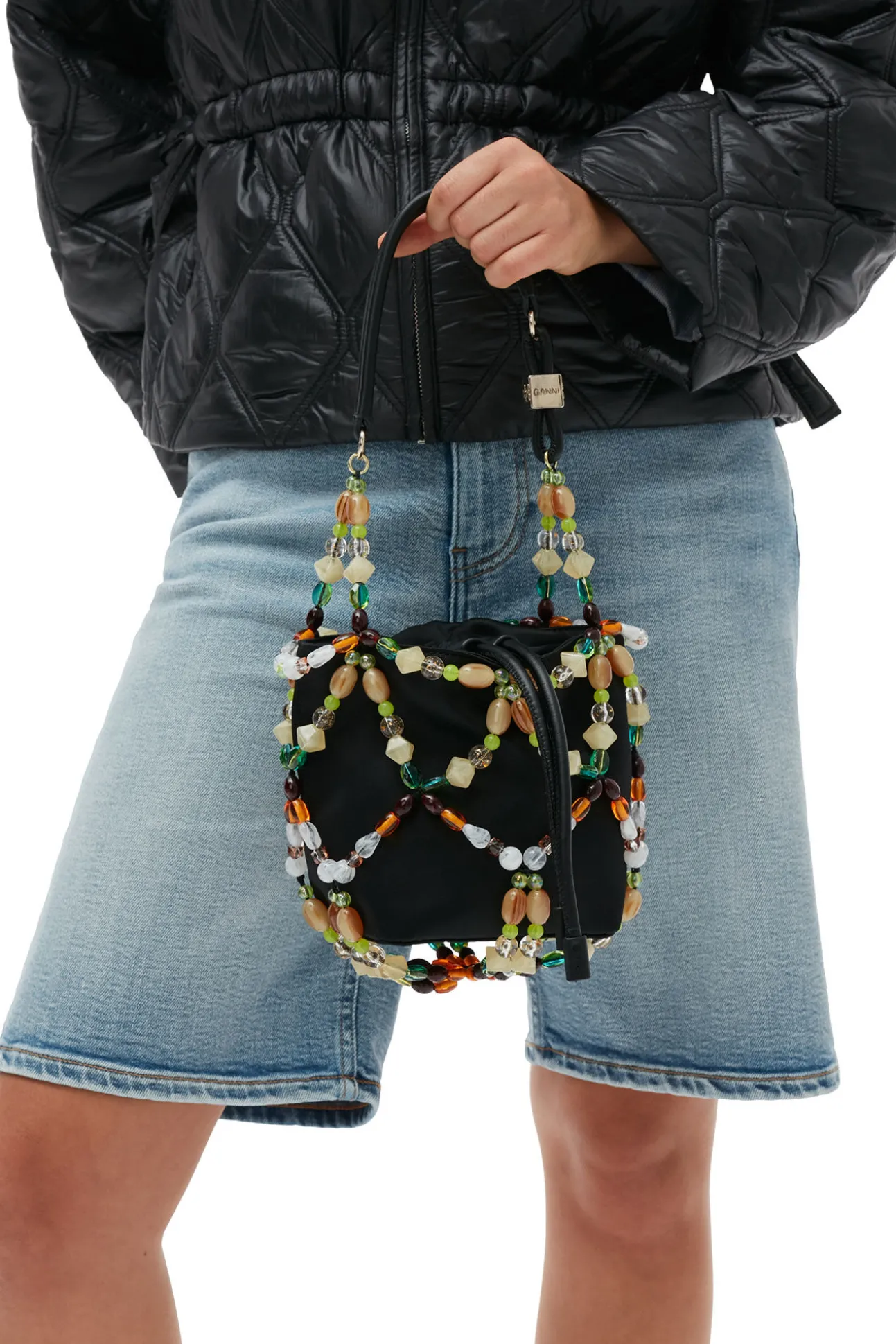 Outlet GANNI Perlen-Bucket-Bag Black