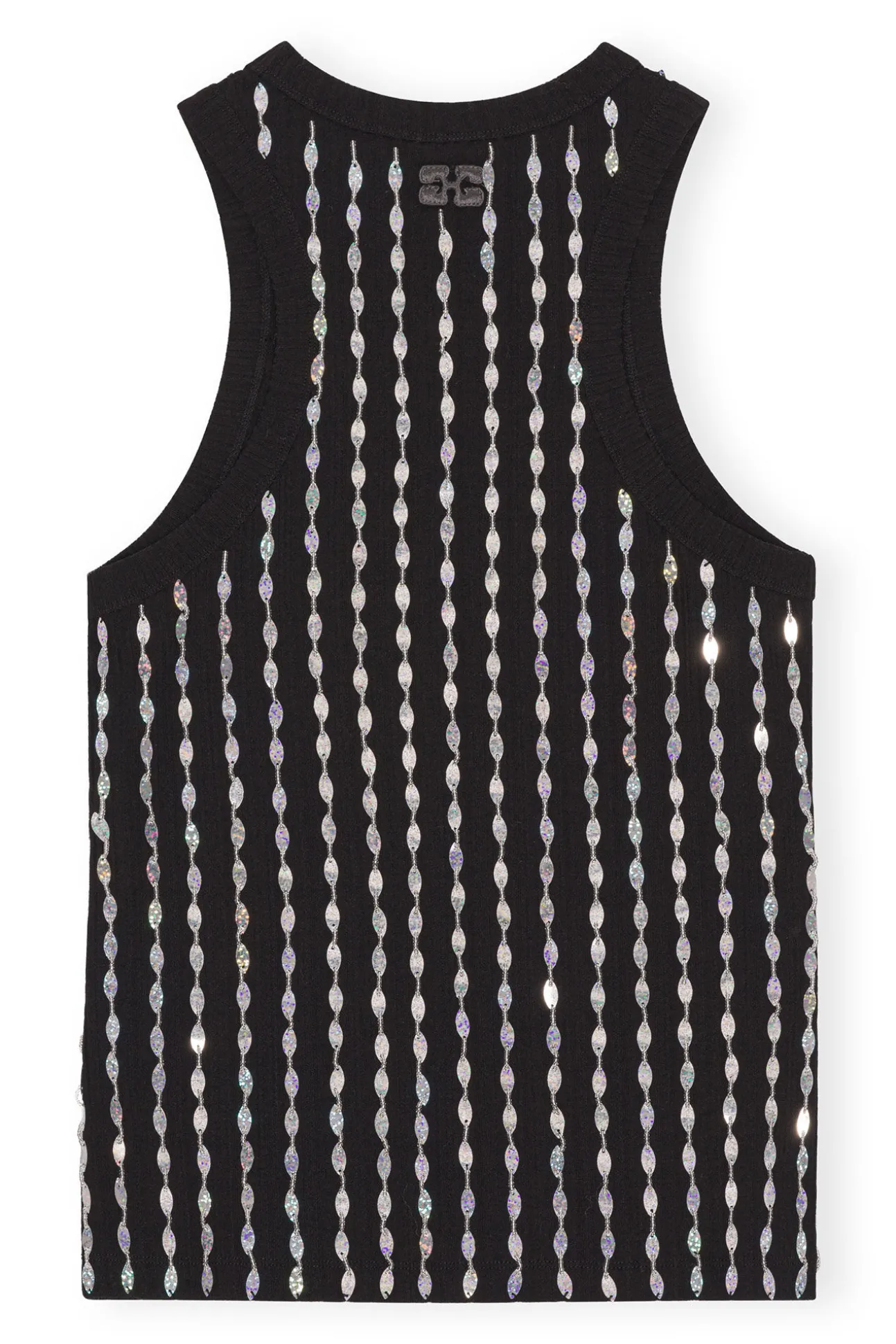 Online GANNI Perlenoberteil Aus Rib Jersey Black
