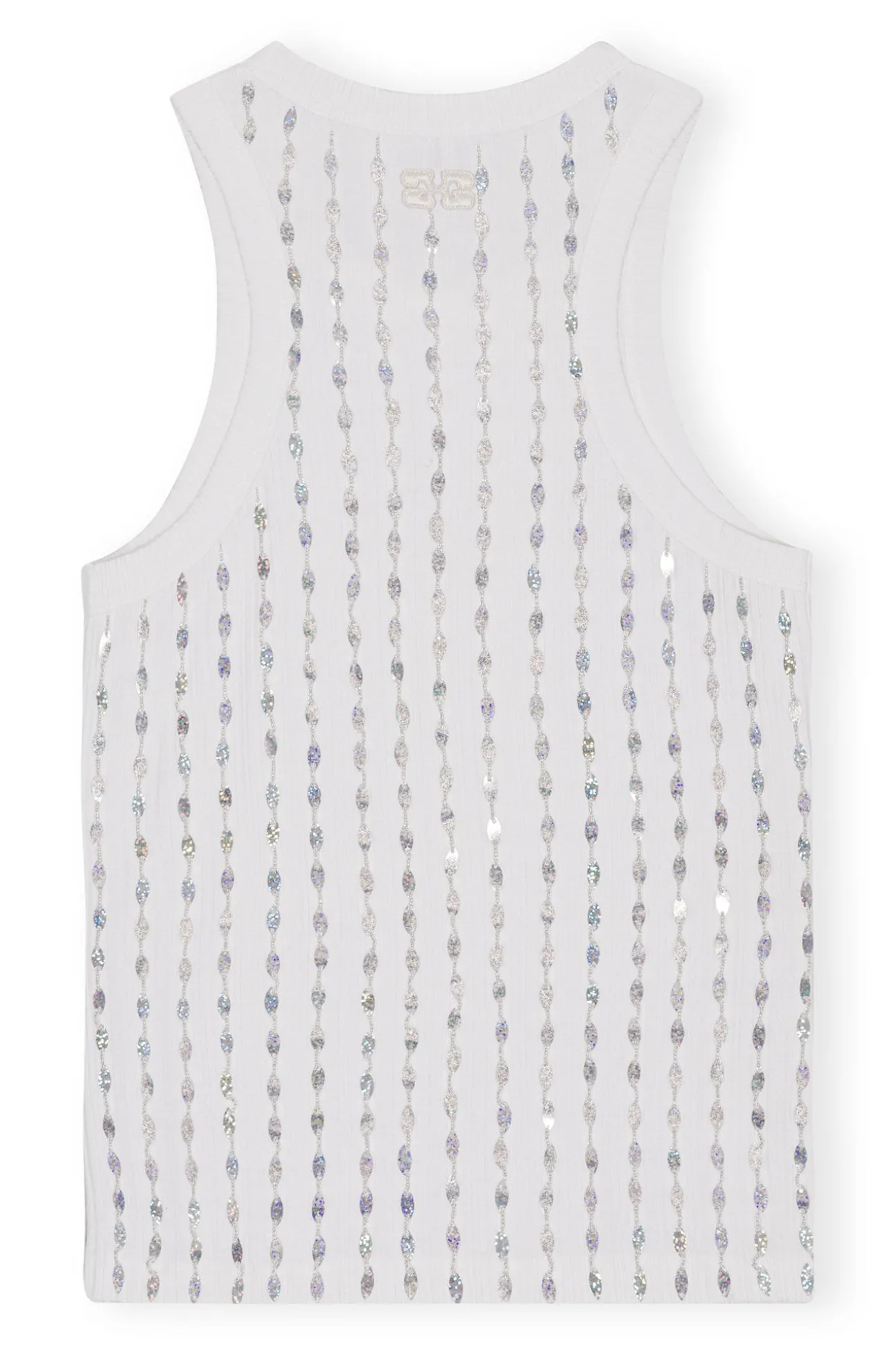 Clearance GANNI Perlenoberteil Aus Rib Jersey Bright White
