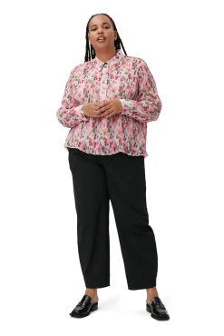 Fashion GANNI Plissierte Bluse Aus Georgette Sugar Plum