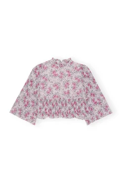 Best GANNI Plissierte Bluse Aus Georgette Mauve Chalk