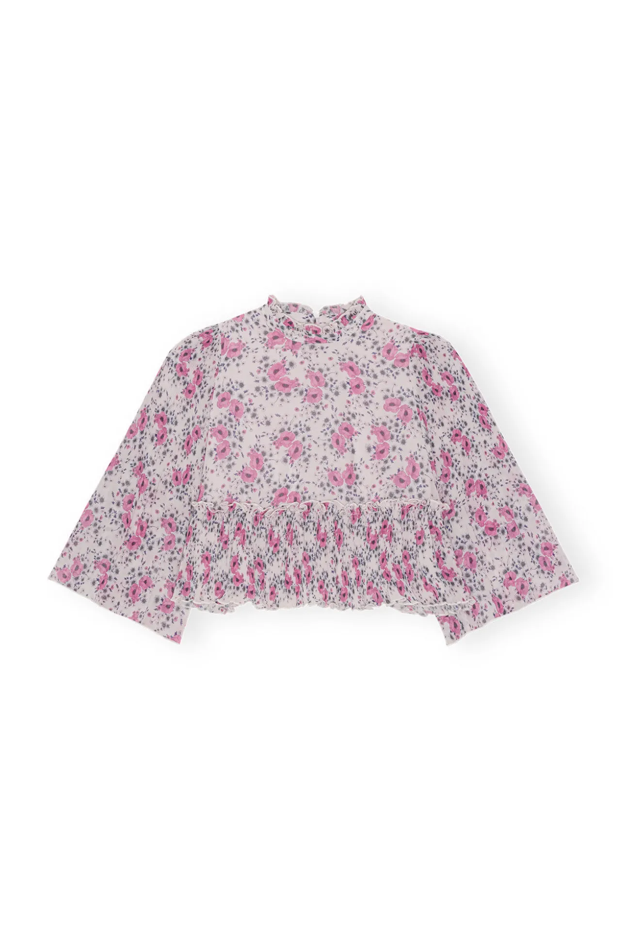 Best GANNI Plissierte Bluse Aus Georgette Mauve Chalk