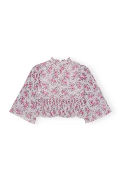 Best GANNI Plissierte Bluse Aus Georgette Mauve Chalk