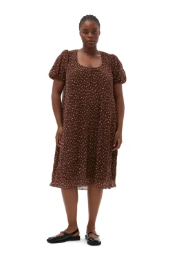 Flash Sale GANNI Plissiertes Georgette-Maxikleid Rocky Road