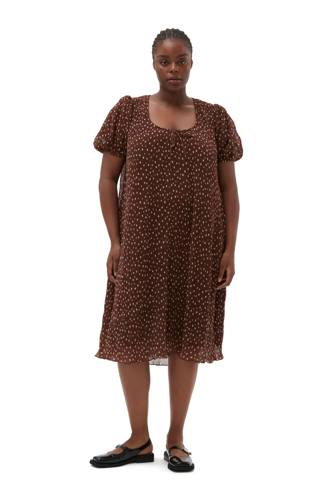 Flash Sale GANNI Plissiertes Georgette-Maxikleid Rocky Road