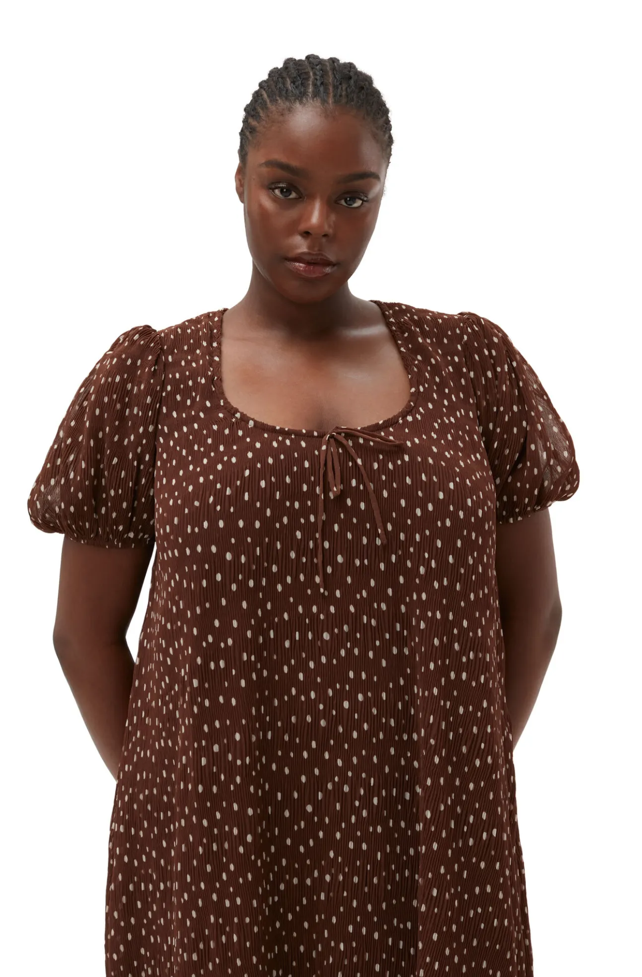 Flash Sale GANNI Plissiertes Georgette-Maxikleid Rocky Road