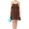 Sale GANNI Plissiertes Georgette-Minikleid Mit Tragern Rocky Road