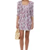 Outlet GANNI Plissiertes Georgette-Minikleid Mit Ruschen Mauve Chalk