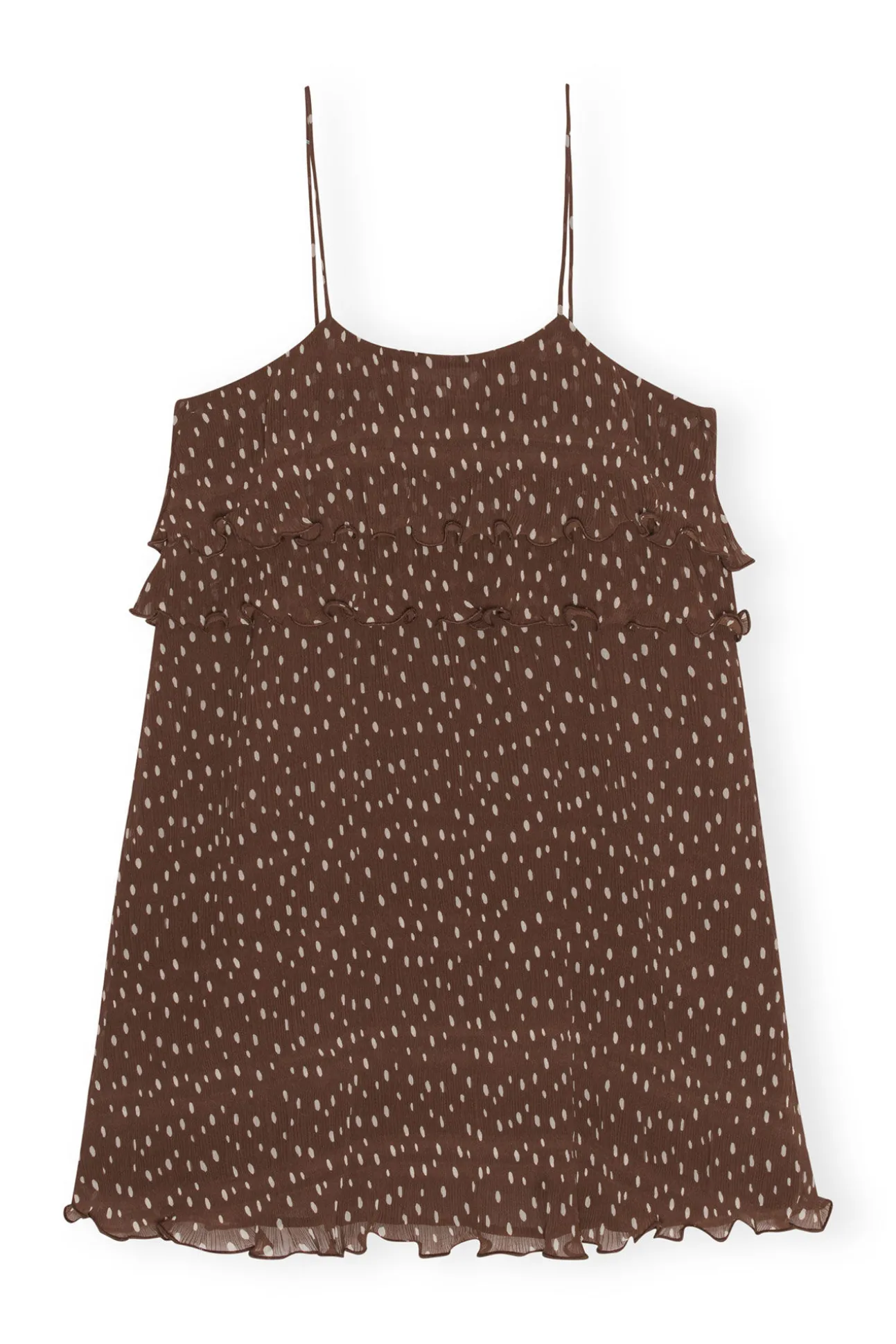 Sale GANNI Plissiertes Georgette-Minikleid Mit Tragern Rocky Road