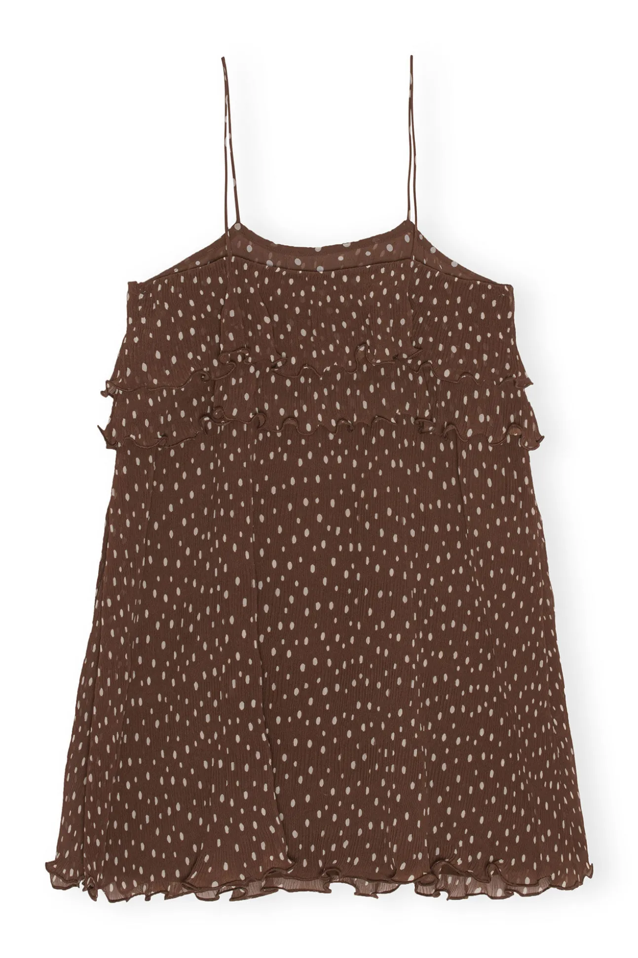 Sale GANNI Plissiertes Georgette-Minikleid Mit Tragern Rocky Road